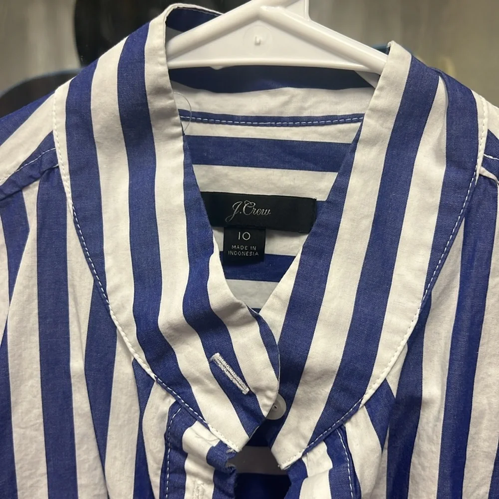 J crew beautiful blue and white striped tunic size 10 - Picture 2 of 2
